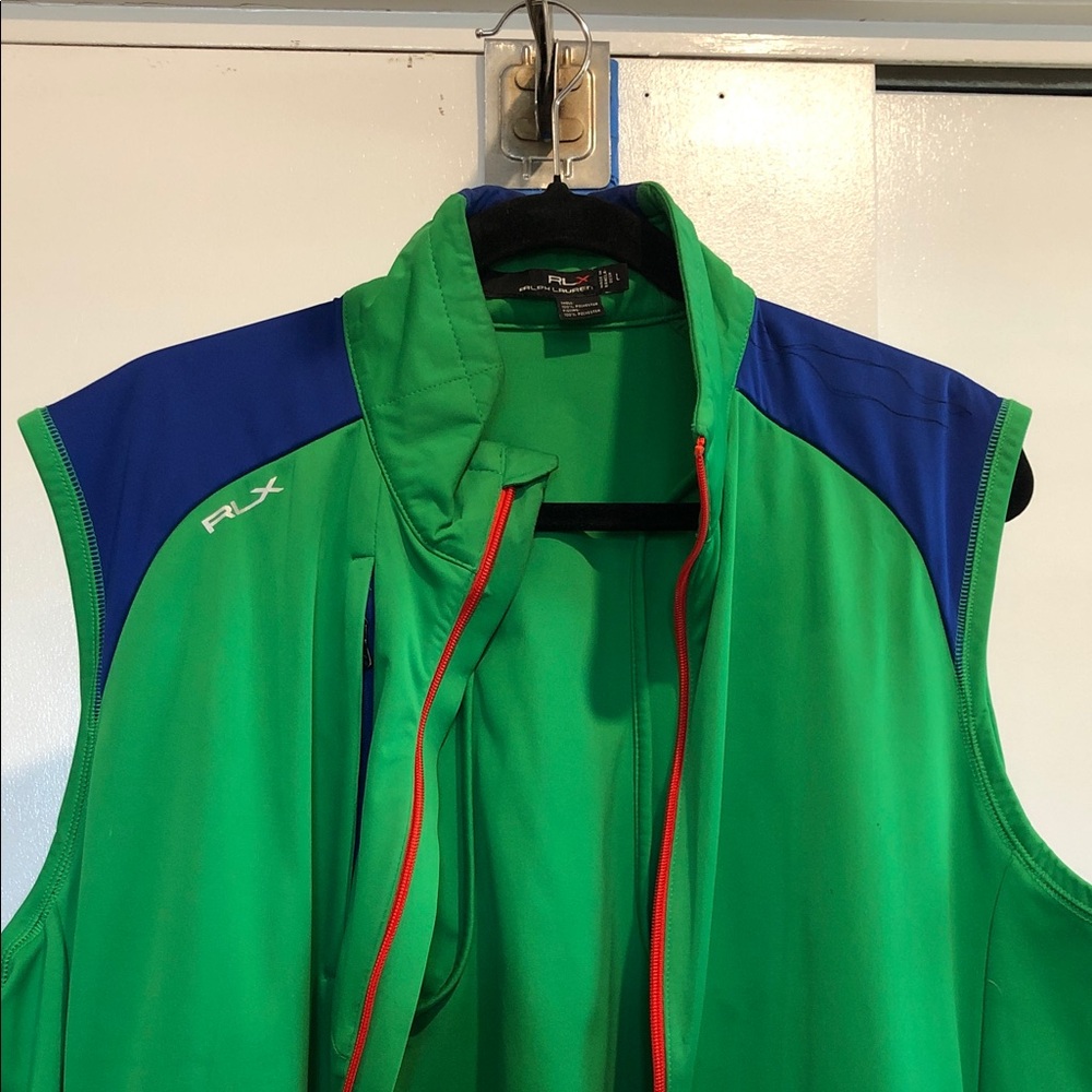 Ralph Lauren Green Vest with Blue Shoulders and Red Trim